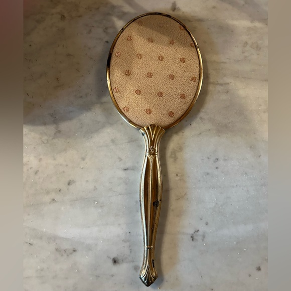 Vintage Bath Vintage Dresser Mirror Hand Mirror With Polka Dots